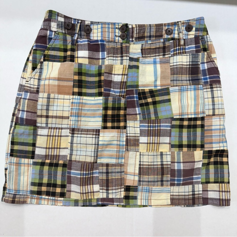 502 - Larry Levine Blue Tan Mini Skirt Casual Resort Wear Size 8 - Picture 6 of 9